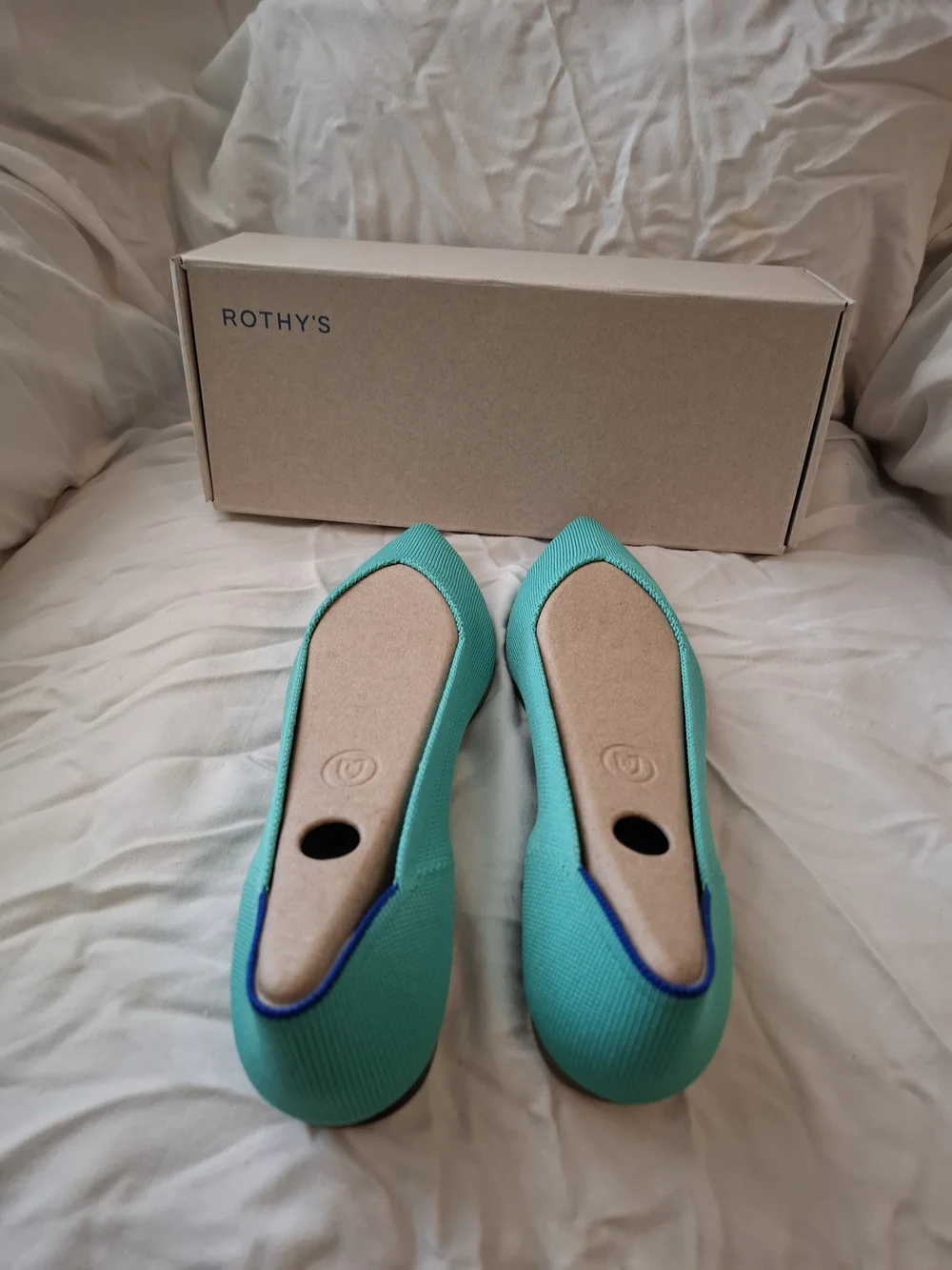 Rothy's Teal Pointed Knit Flat
